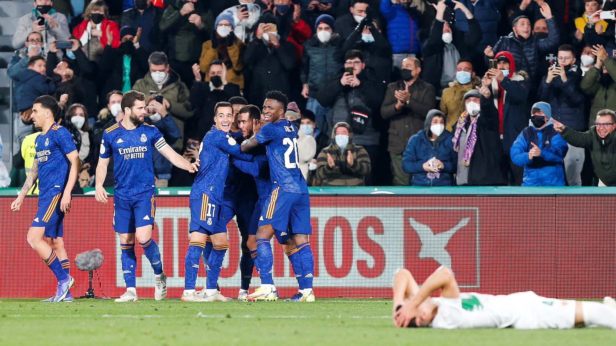 Eden Hazard celebrates scoring winner against Elche