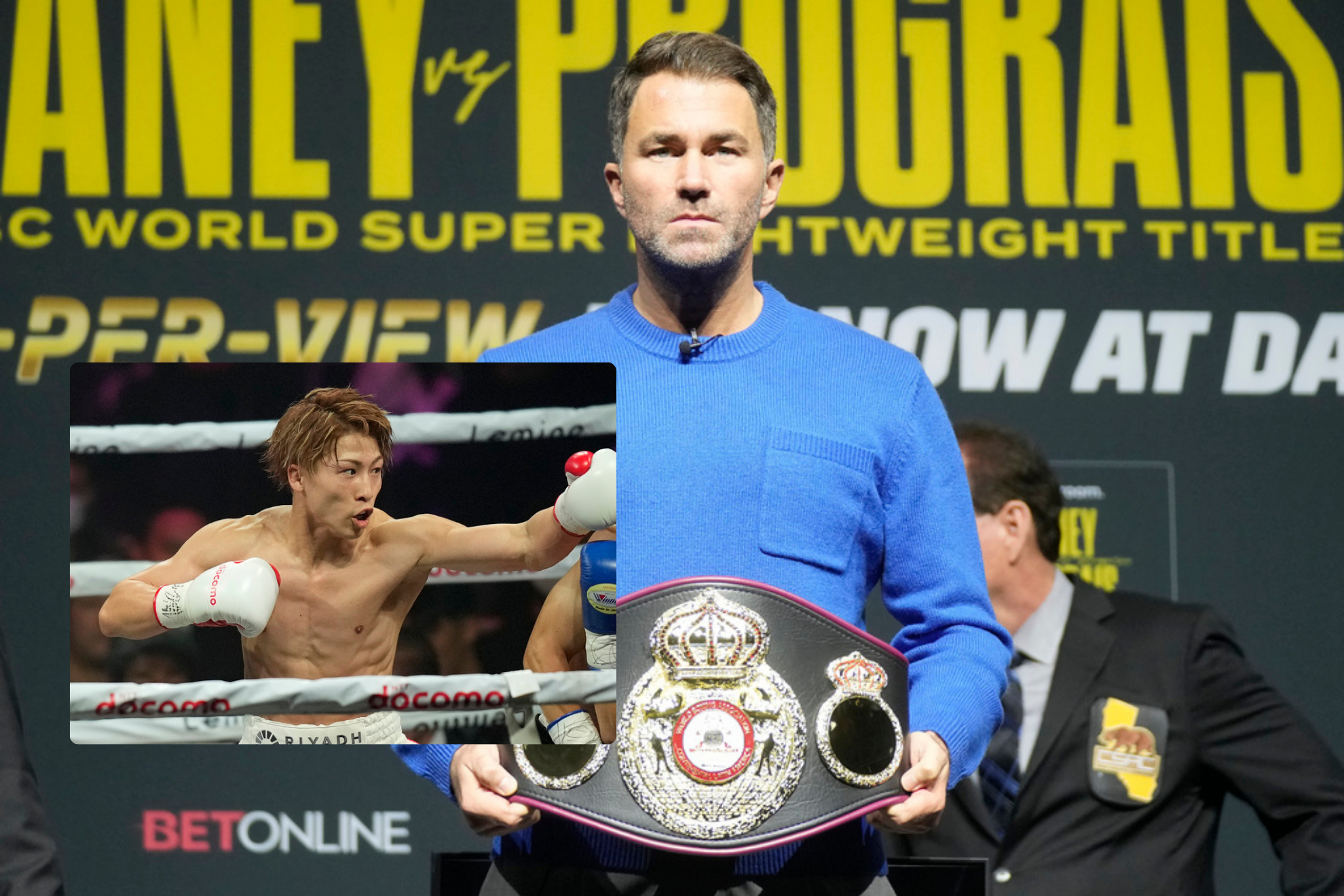 Promoter Eddie Hearn in a photo montage with Japan's Naoya Inoue.
