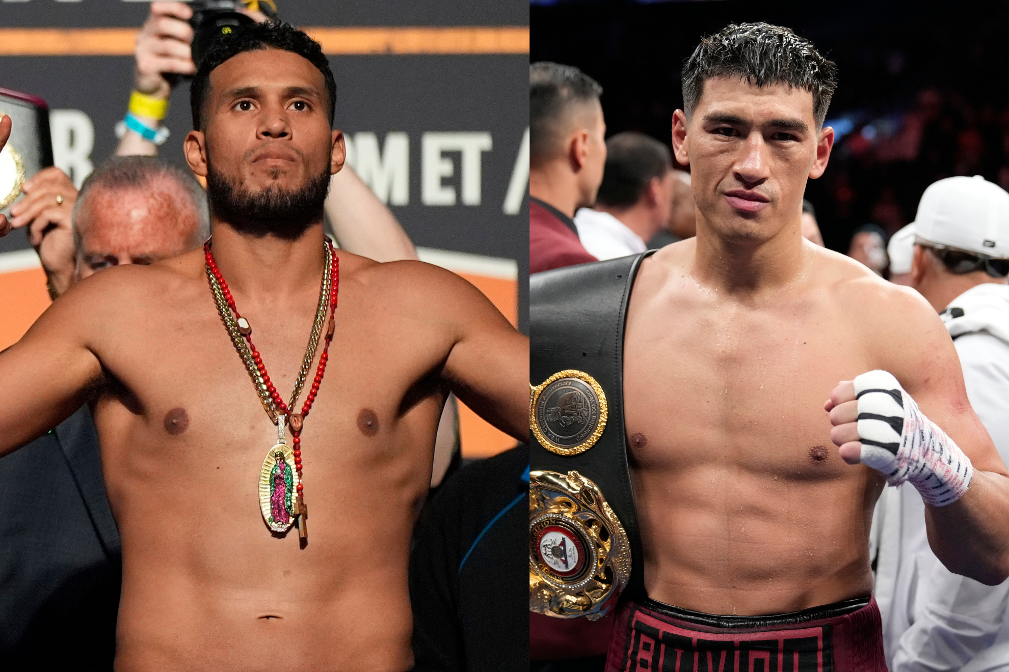 David Benavidez (left) and Dmitry Bivol (right).