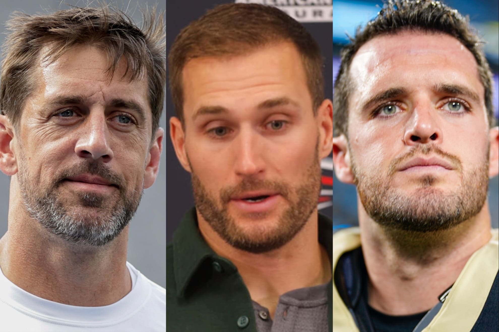 NFL star quarterbacks Aaron Rodgers, Kirk Cousins and Derek Carr.