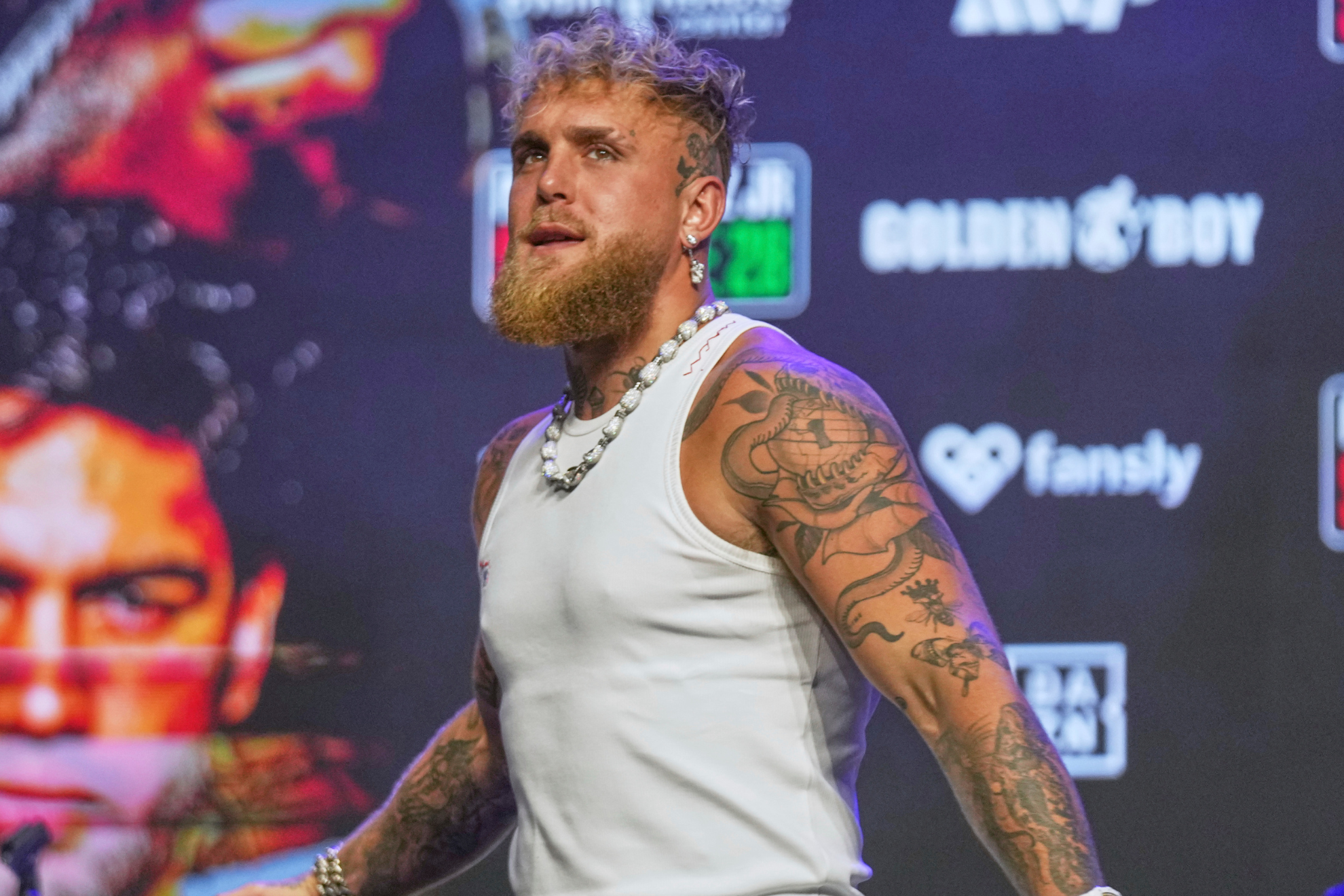 Jake Paul during a promotional event for his fight against Julio Cesar Chavez Jr.