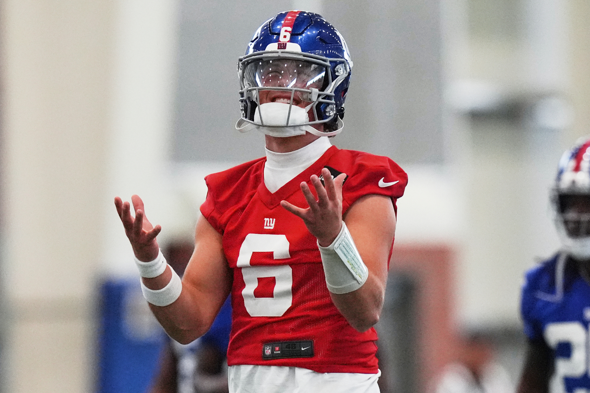New York Giants quarterback Jaxson Dart during the team's mandatory minicamp.