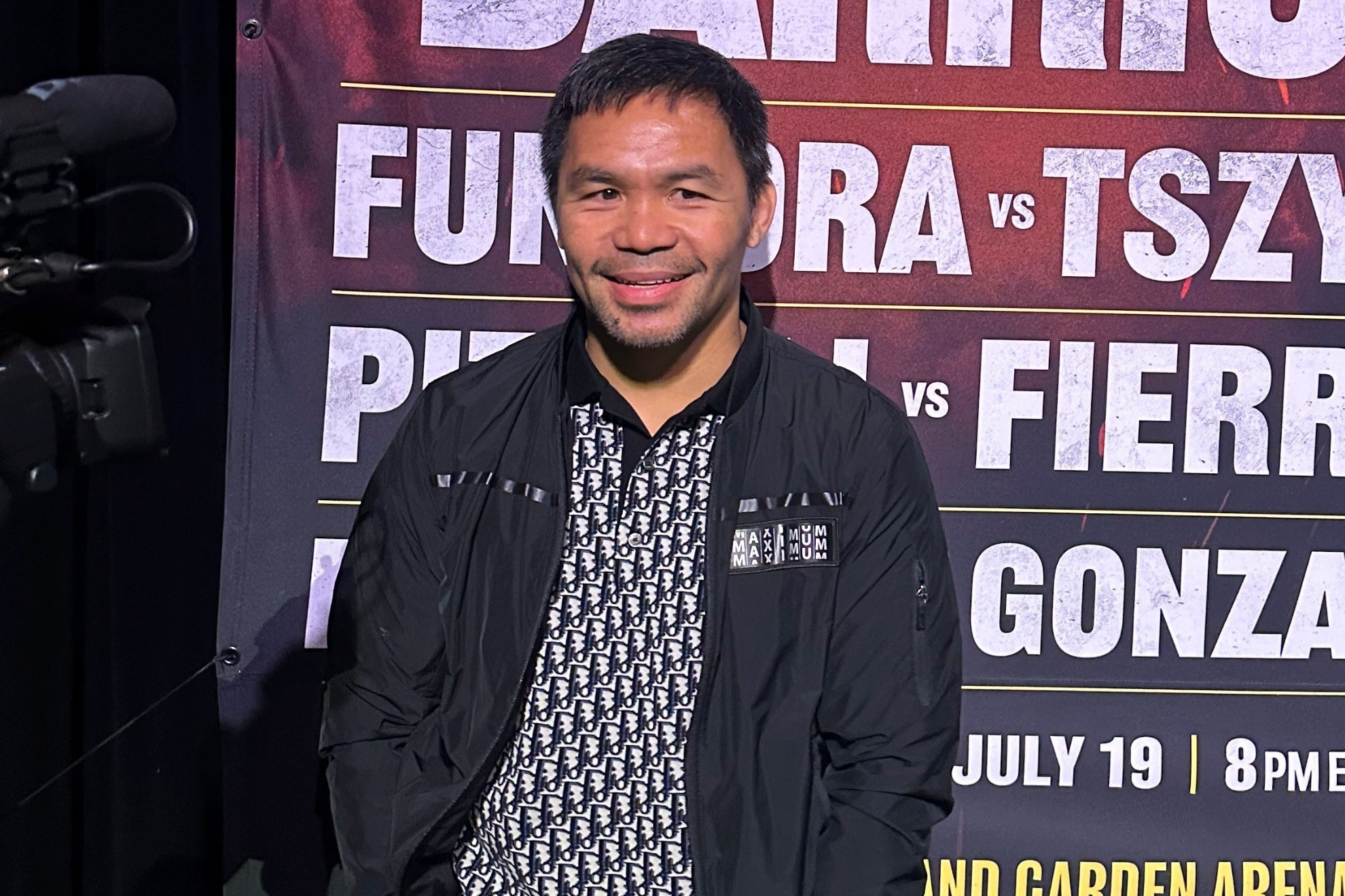 Manny Pacquiao during a promotional event for his July 19 fight against Mario Barrios.