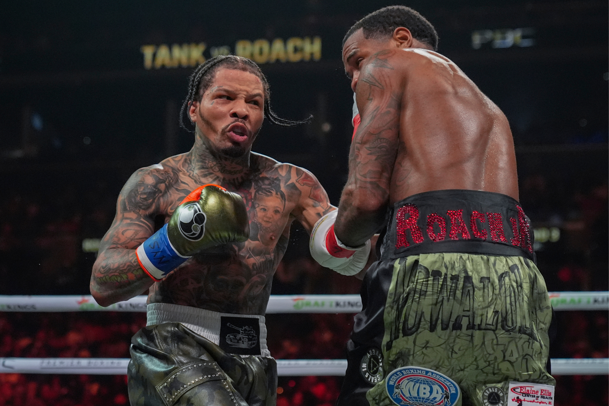 Gervonta Davis throws a punch against Lamont Roach Jr. during their March 1, 2025 bout.