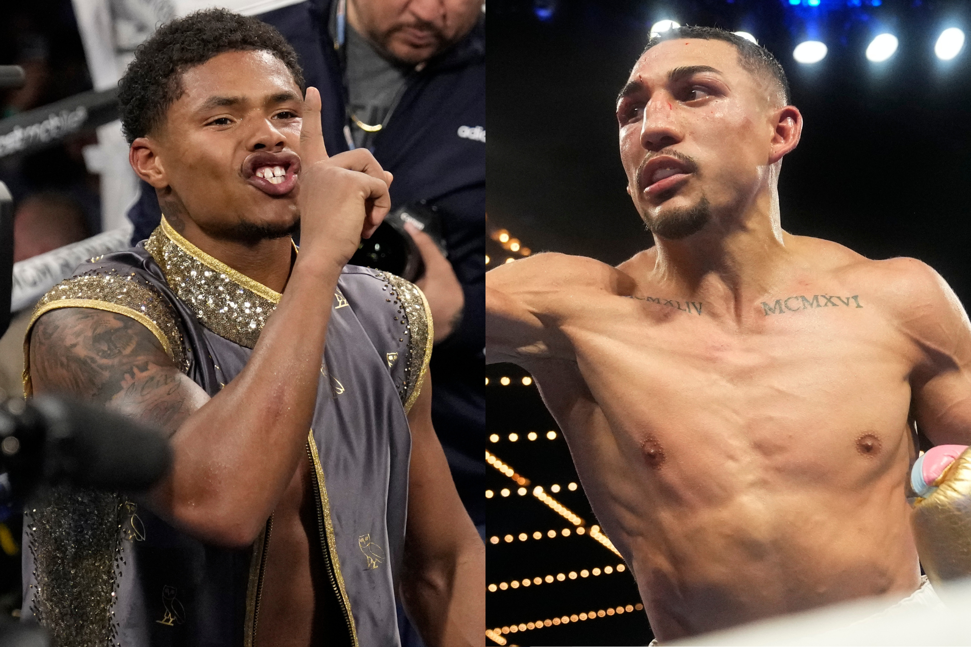 Shakur Stevenson (left) and Teofimo Lopez (right) are trying to set up a big fight, at least it seems.