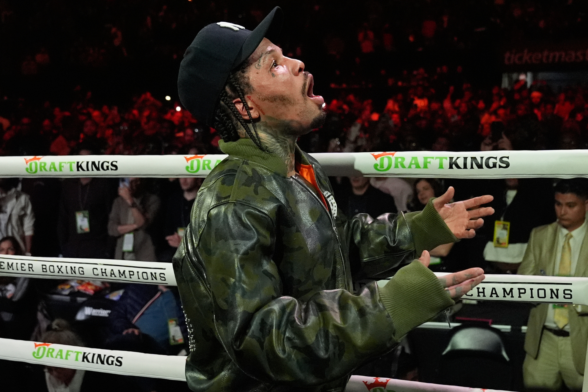 Gervonta Davis reacts after drawing with Lamont Roach Jr.