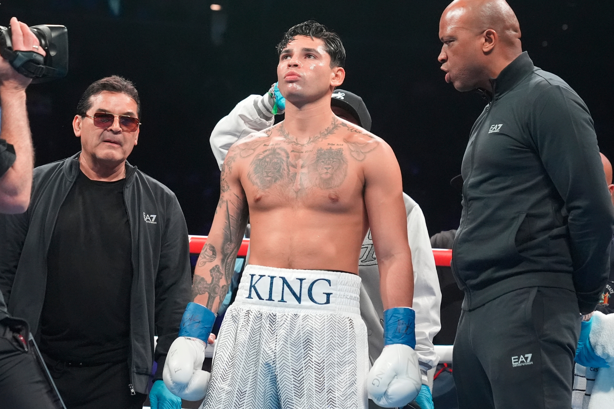 Ryan Garcia in the ring before fighting against Devin Haney.
