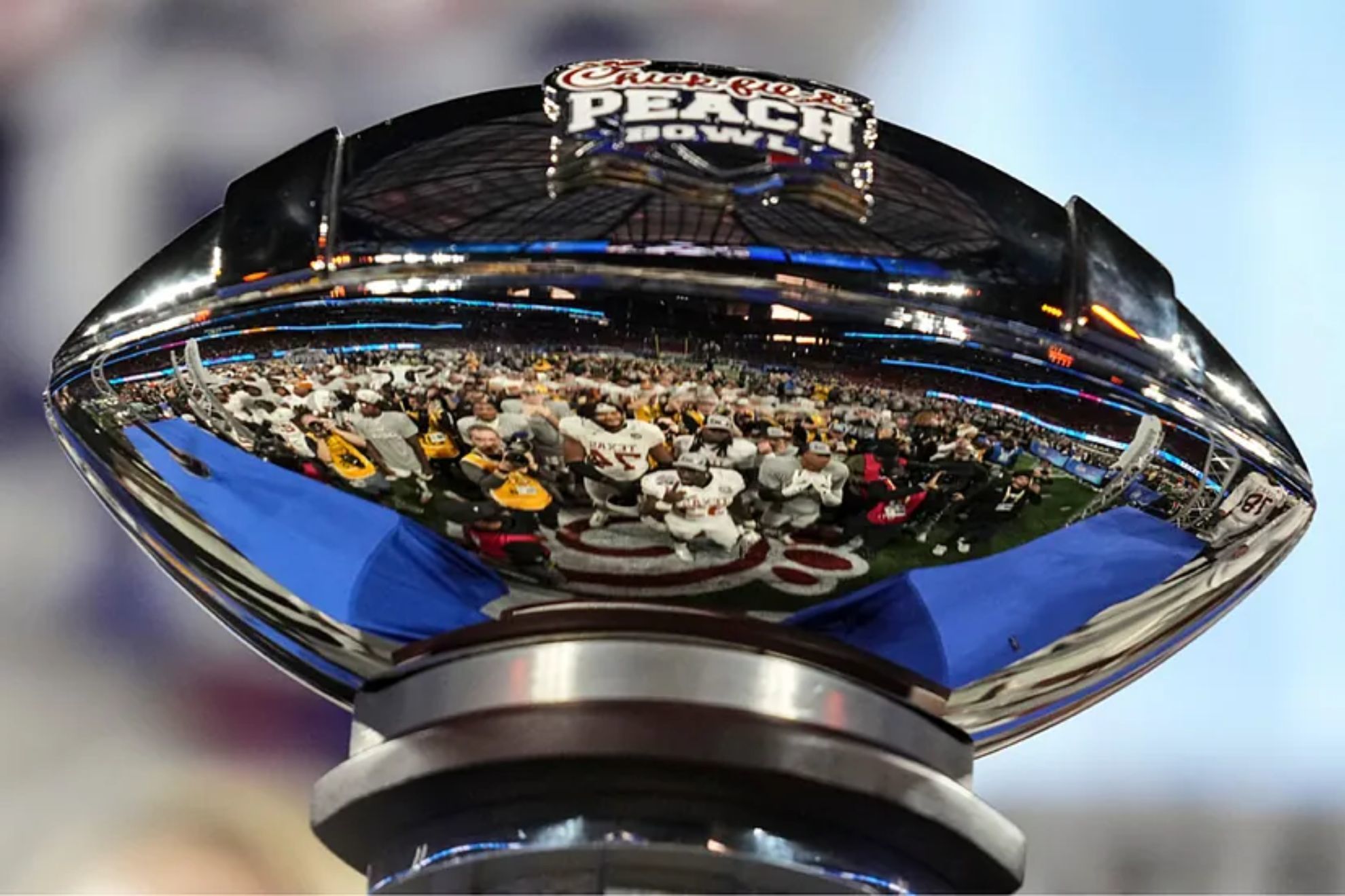 Peach Bowl trophy at the College Football Playoffs