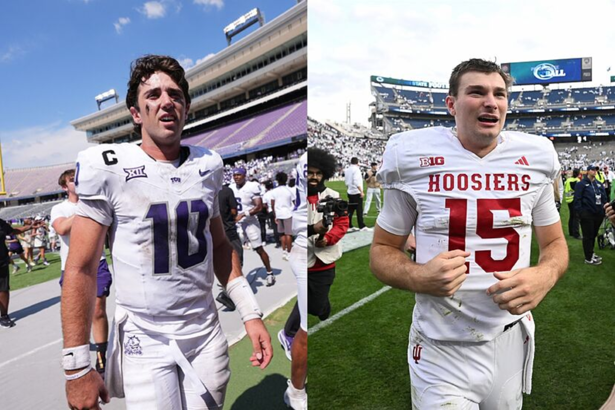 The Indiana Hoosiers have moved quickly to replace former quarterback Fernando Mendoza with Josh Hoover (left)