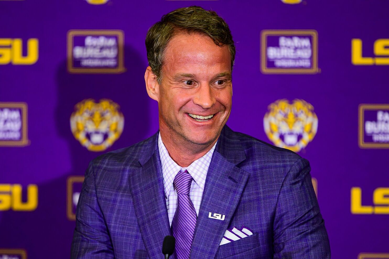 Lane Kiffin during his introductory press conference as the new head coach of the LSU Tigers.