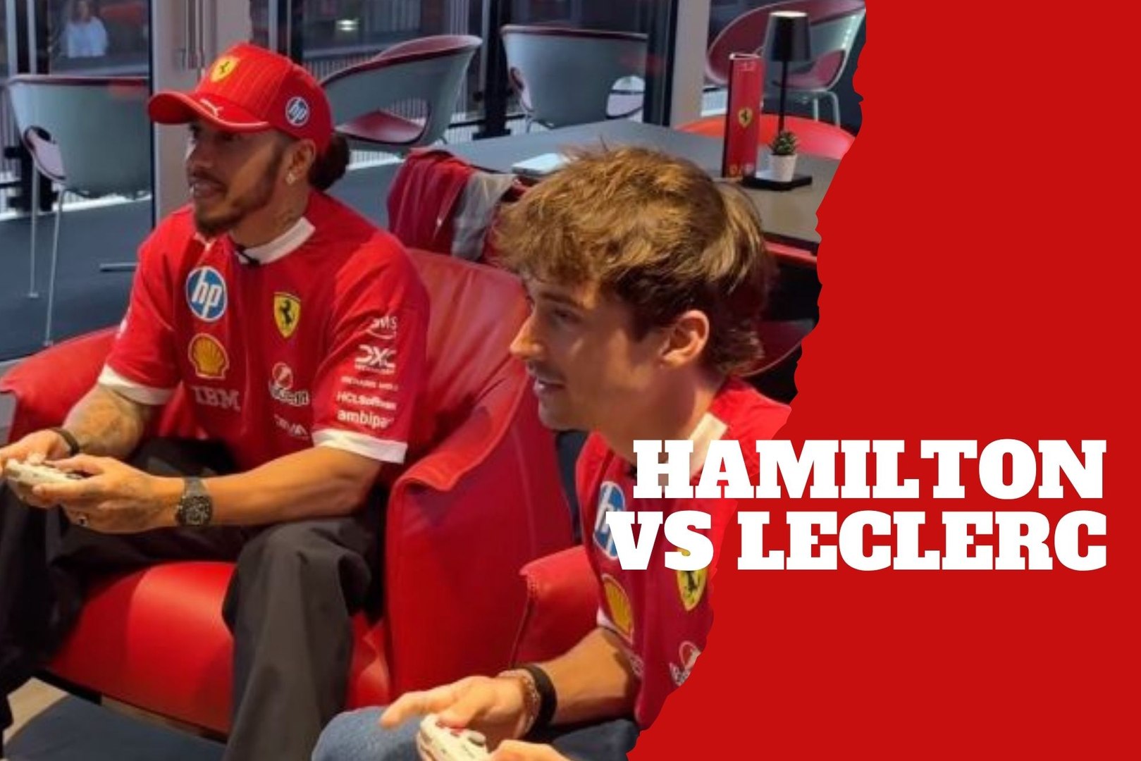 Hamilton and Leclerc battle it out in Mario Kart F1 style