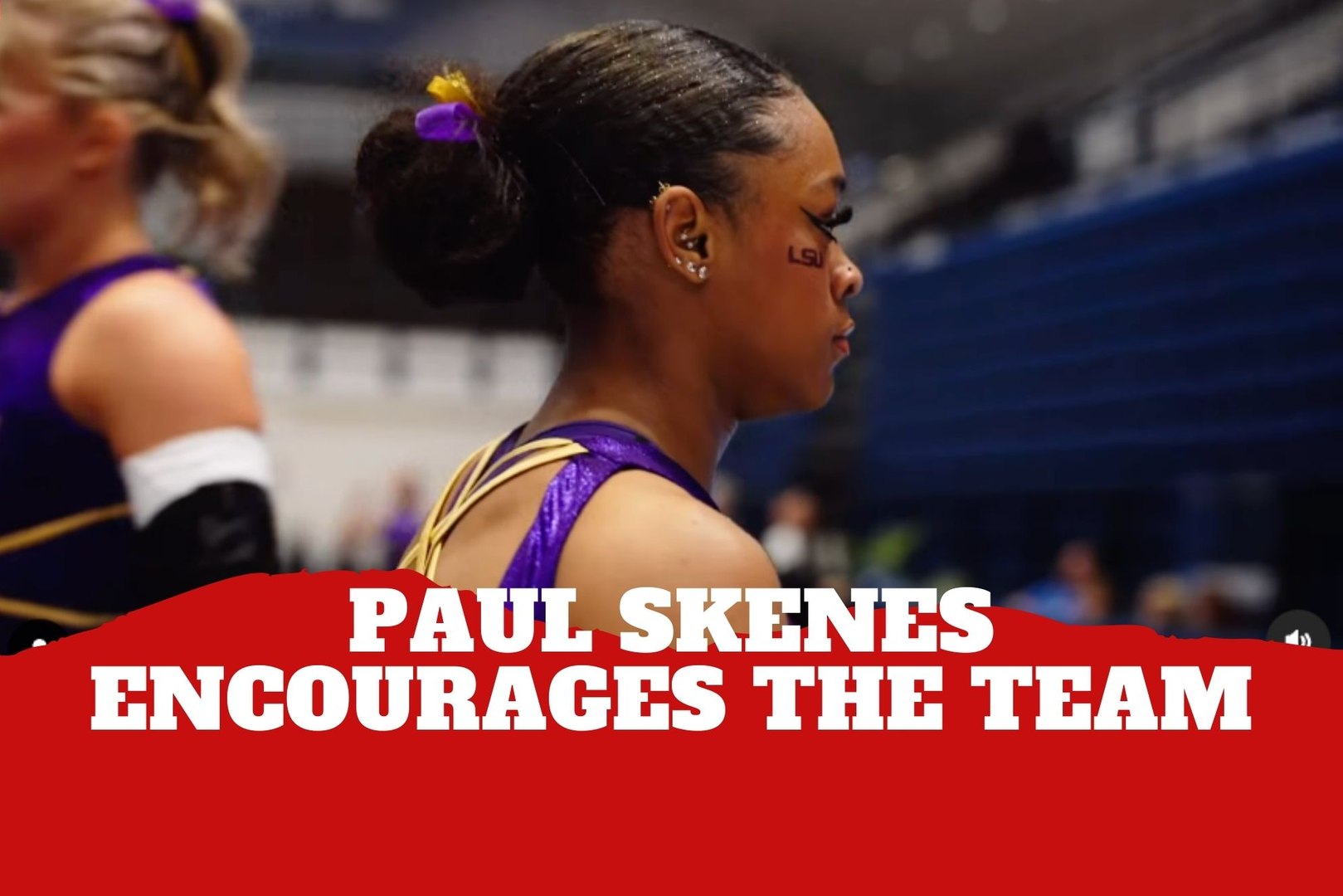 Paul Skenes and Dylan Crews give words of encouragement to the LSU gymnastics team