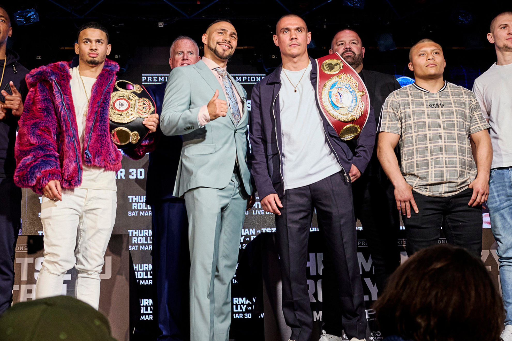 Tim Tszyu with Keith Thurman, Rolly Romero and Isaac Cruz.