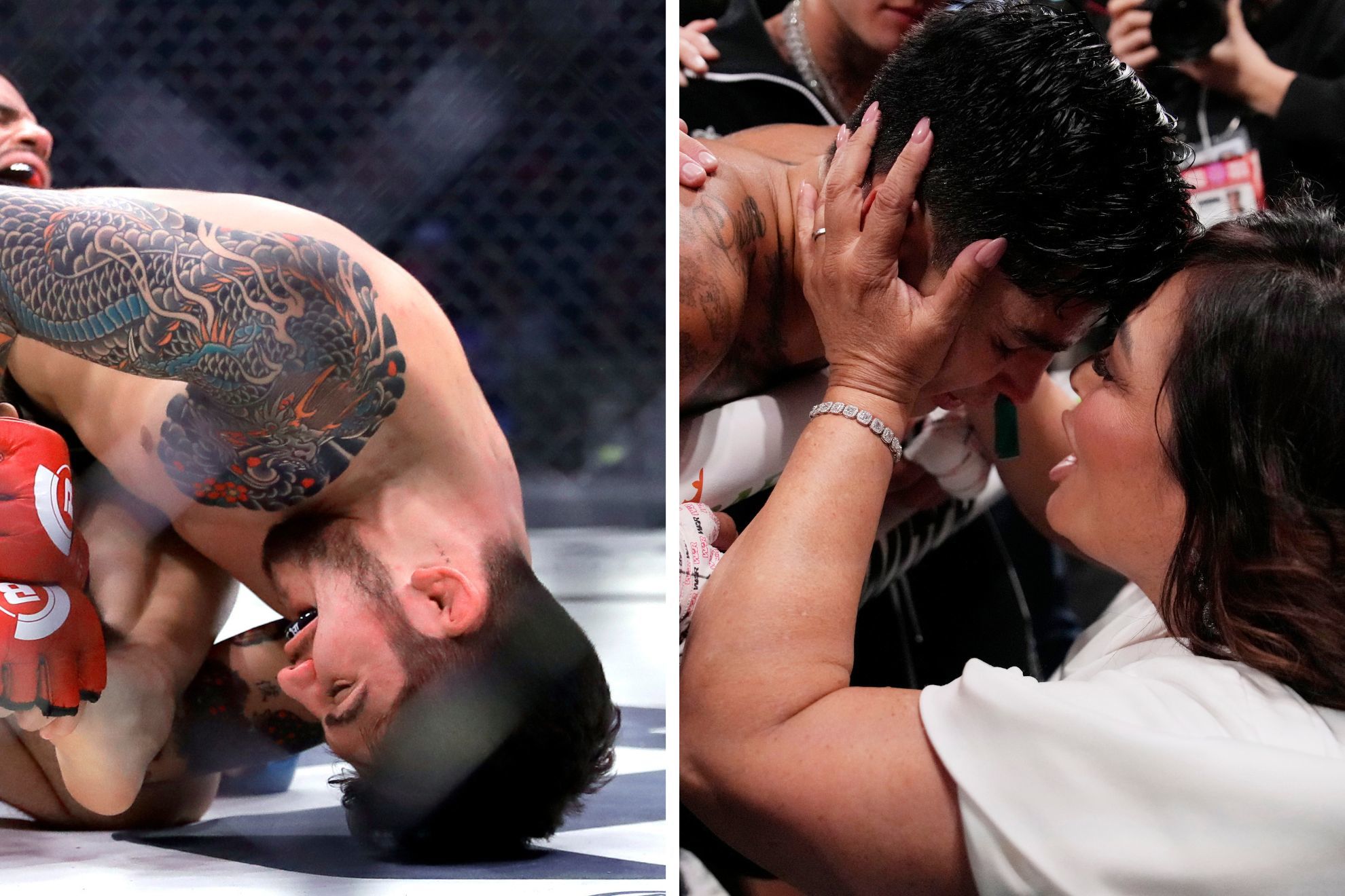 Dillon Danis (left) and Ryan Garcia with his mom (right)