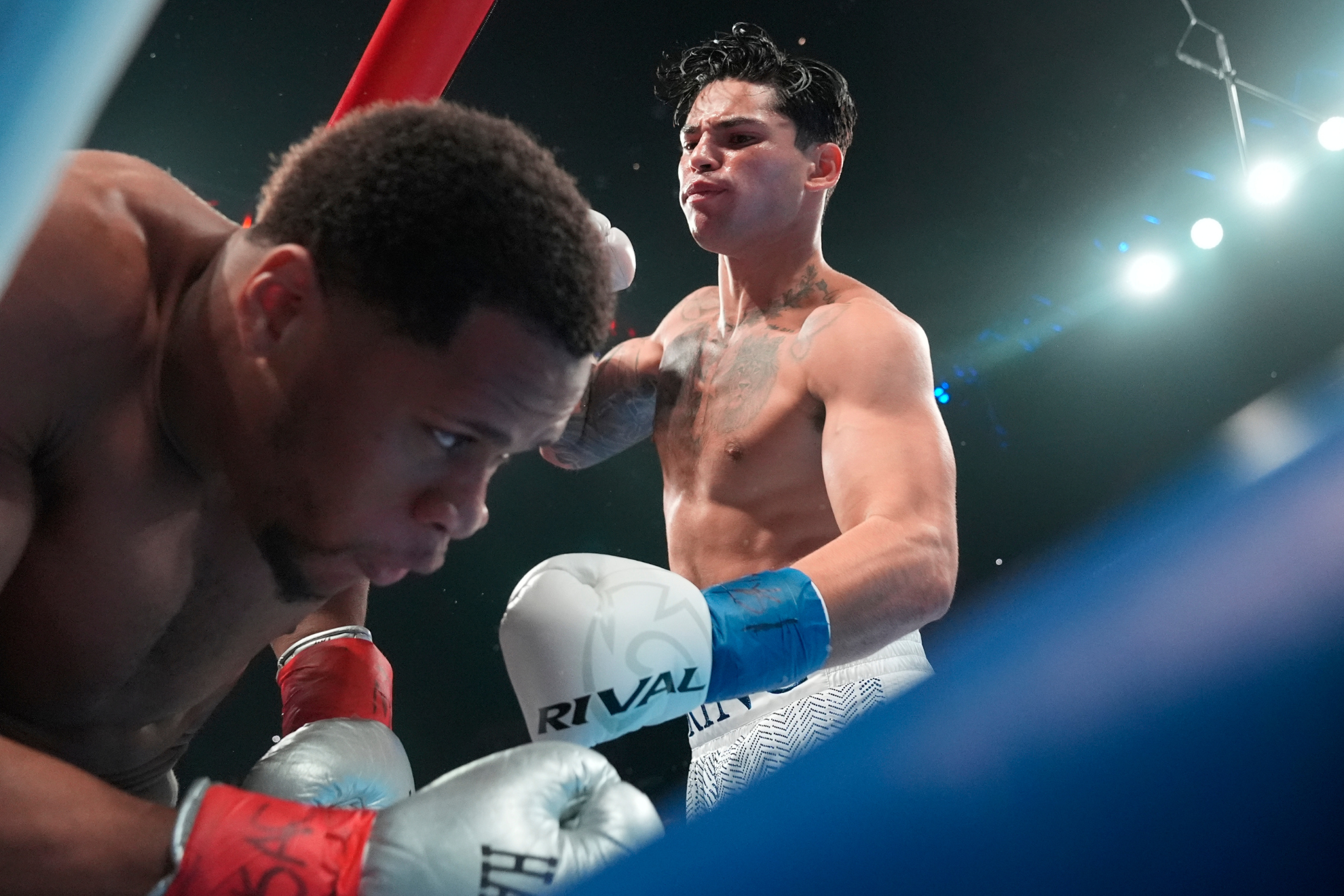 Ryan Garcia fights Devin Haney in Brooklyn, New York.