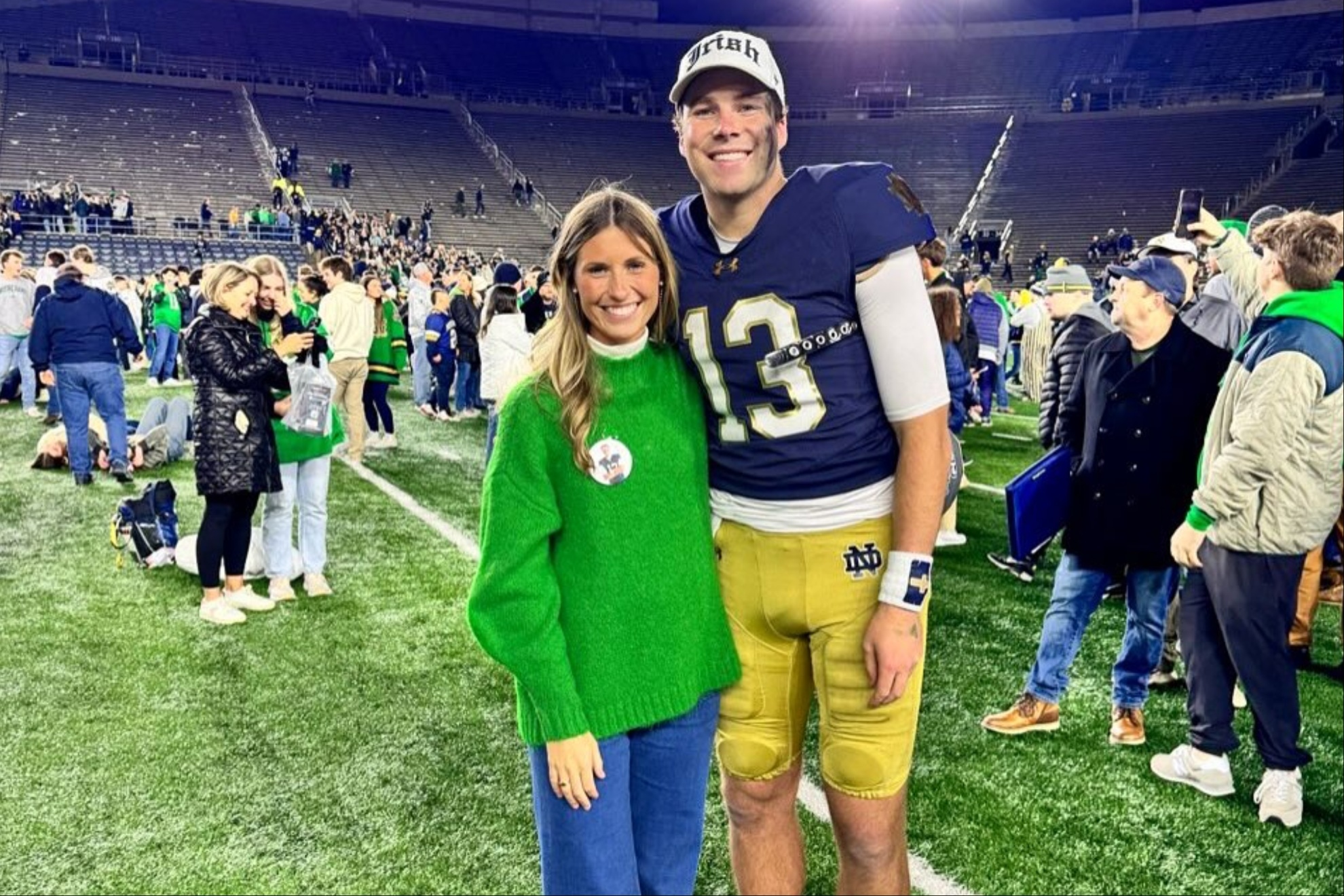 Molly Walding wrote a sweet message to support Riley Leonard in the game against the Buckeyes.