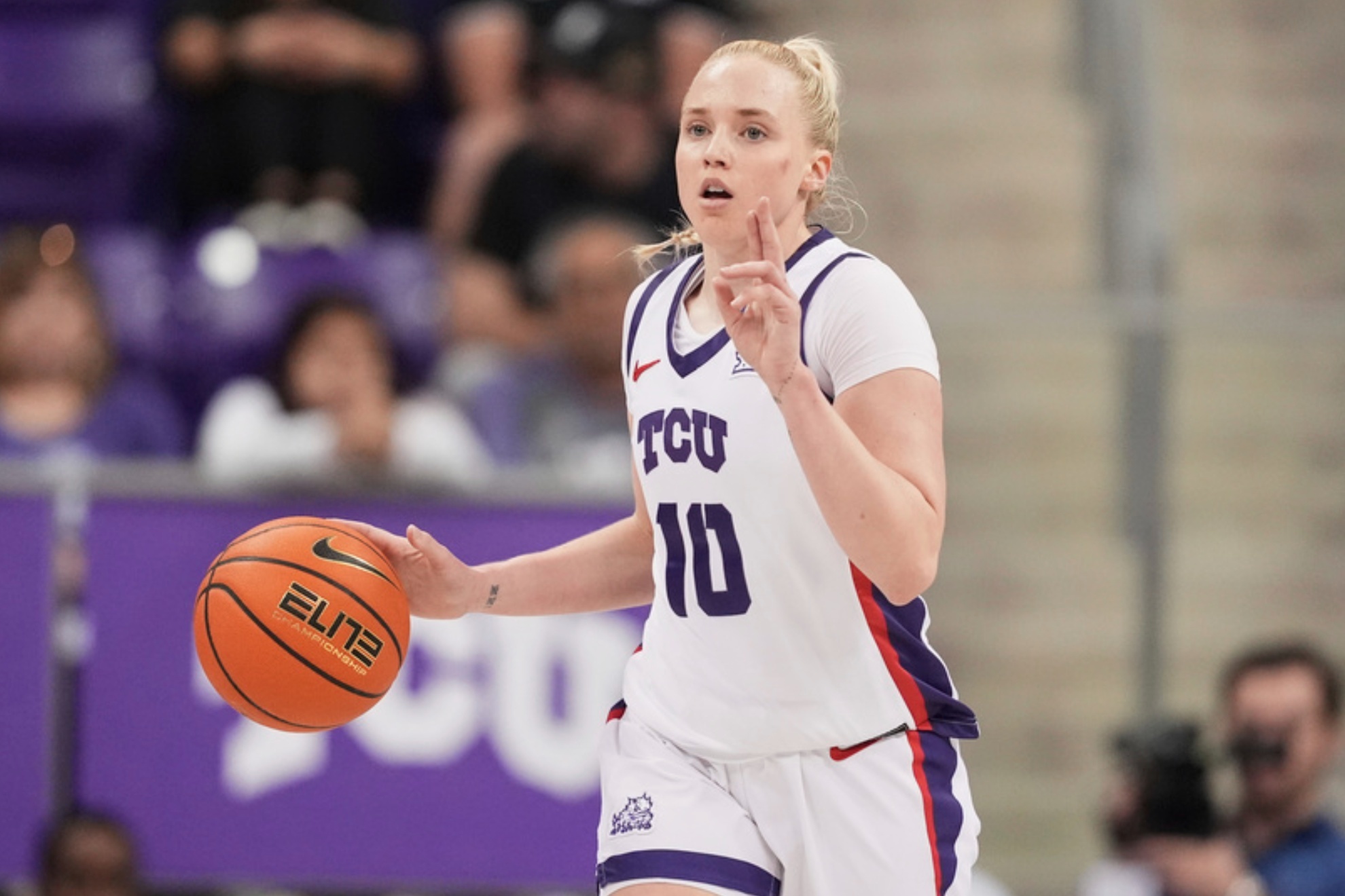 TCU guard Hailey Van Lith during a game against Houston on Wednesday, Feb. 26, 2025