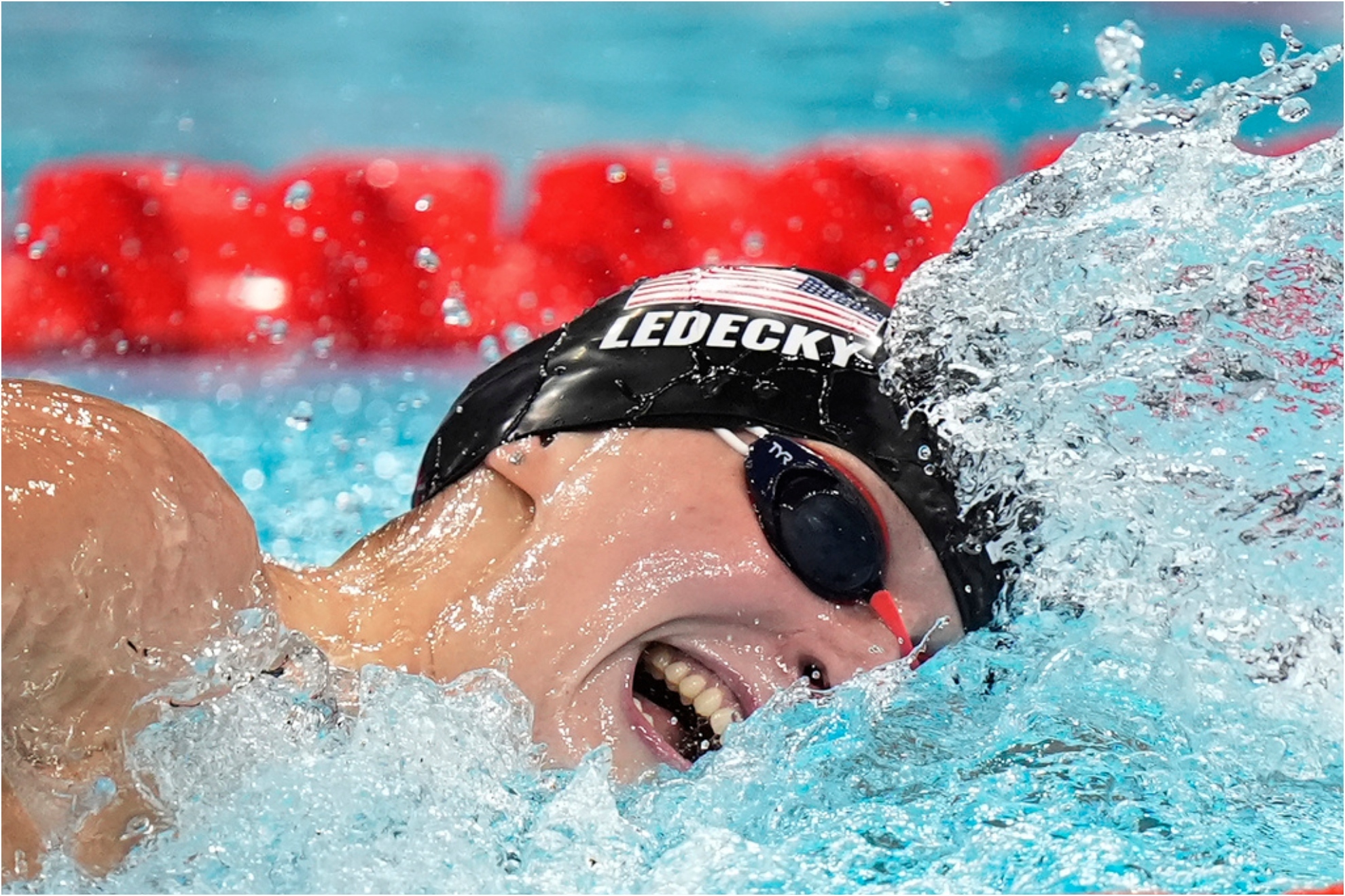 United States' Katie Ledecky competes in the women's 800-meter freestyle final at the Summer Olympics.