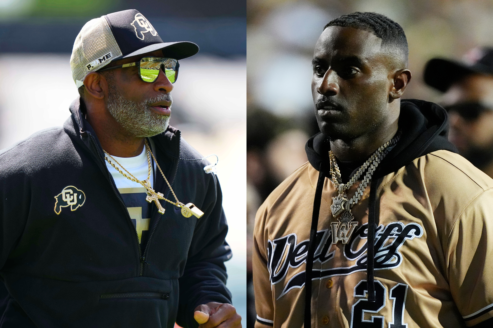Deion Sanders (left) and Deion Sanders Jr. (right) have a strong relationship.