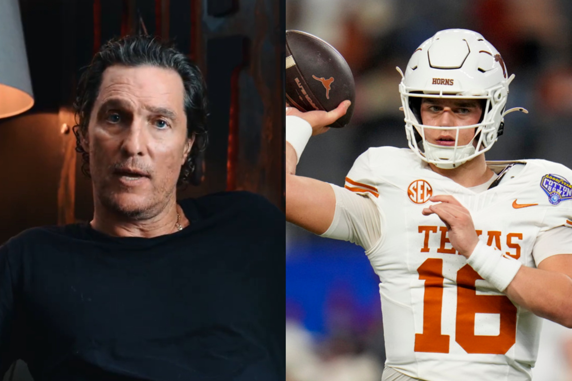 Matthew McConaughey, a Texas Longhorn alum, sent a message to the current team and Arch Manning. {Credit: X.com/@McConaughey)