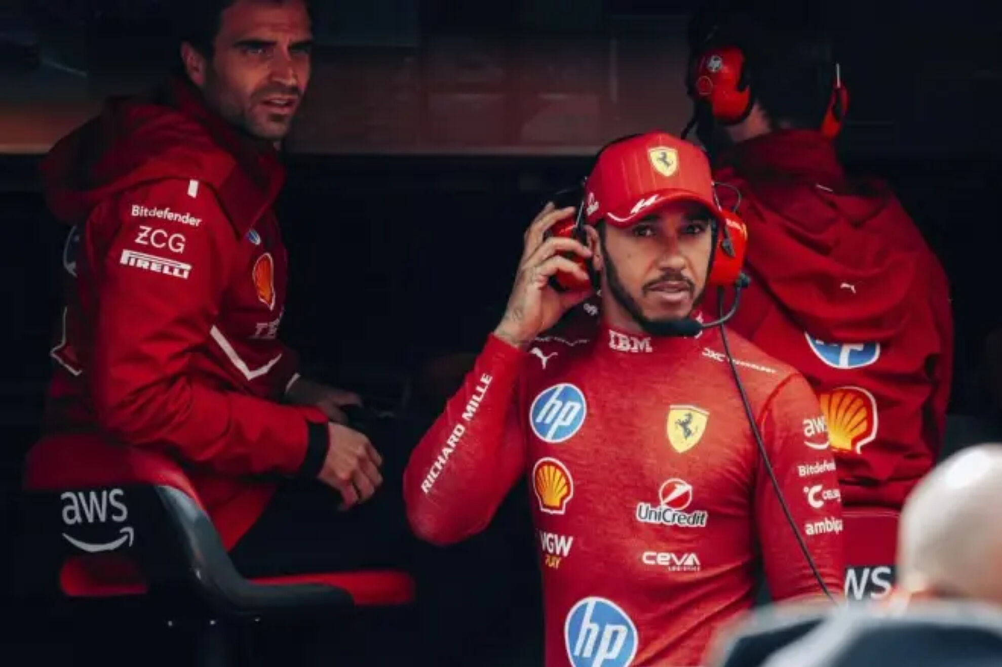 Hamilton, with Ferrari.
