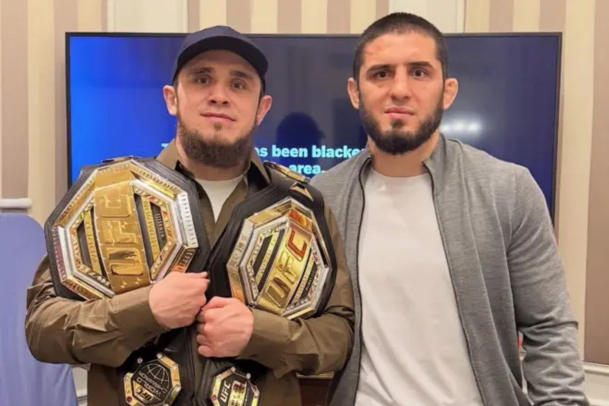 'Chanco', alongside Islam Makhachev after UFC 322