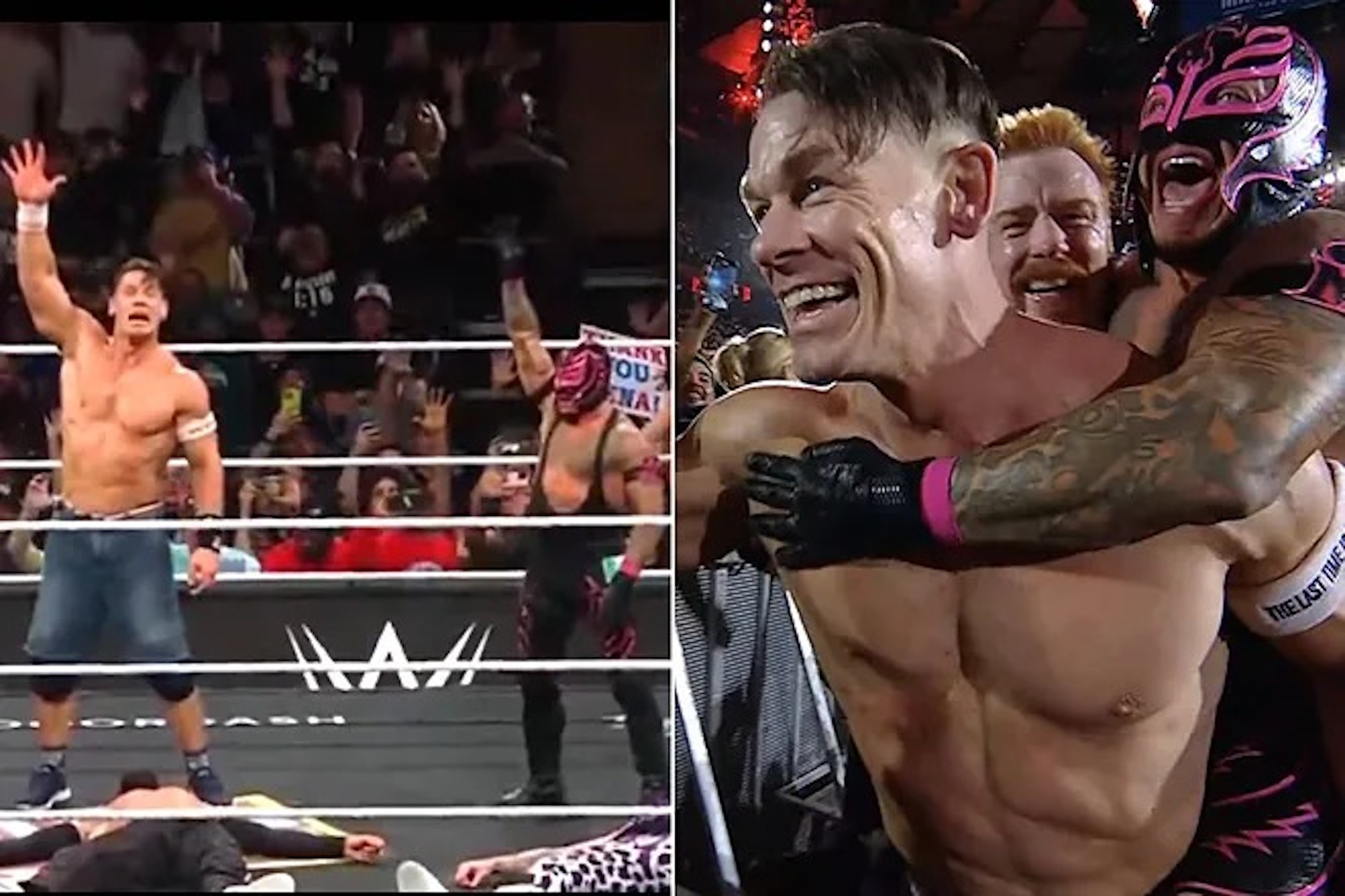 John Cena and Rey Mysterio in WWE.