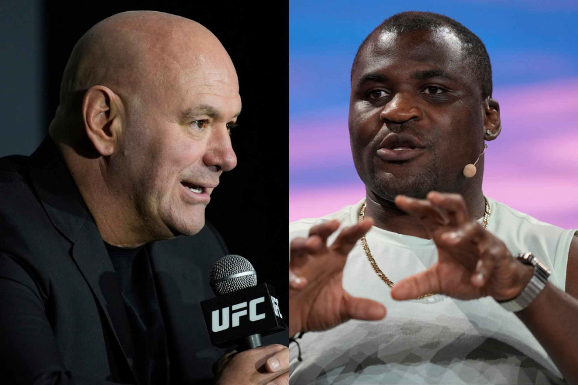 Dana White (left) and Francis Ngannou (right) didn't have the best relationship leading up to the fighter's exit from UFC.