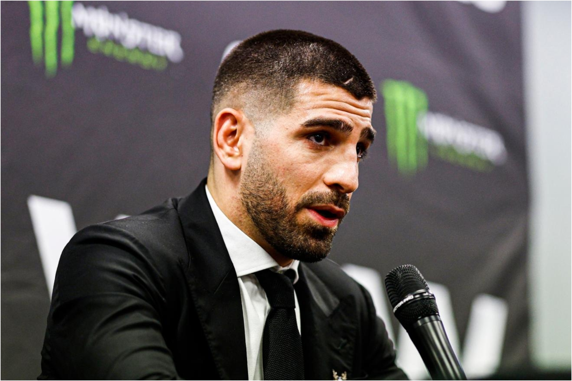 Ilia Topuria during a press conference.