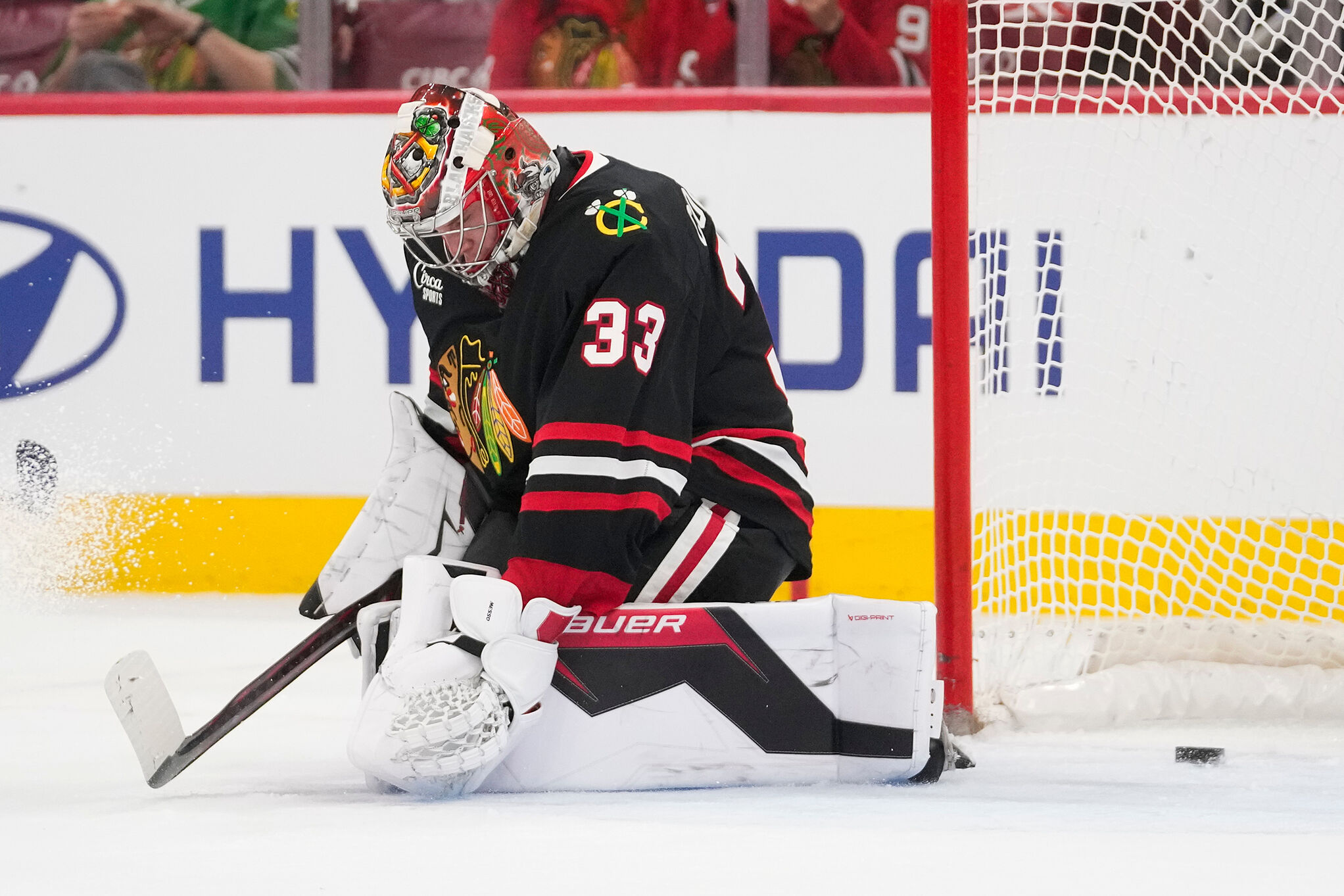 Chicago Blackhawks goaltender Drew Commesso