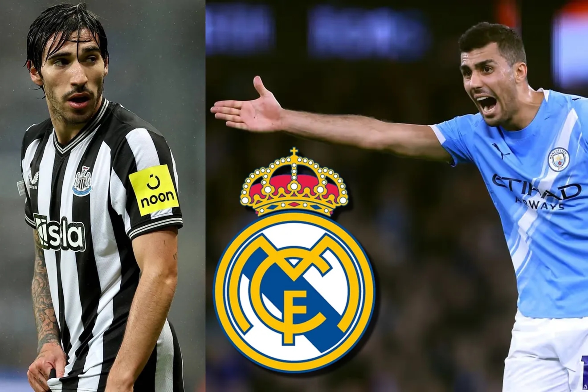 Sandro Tonali and Rodri are the leading candidates for Real Madrid's midfield.