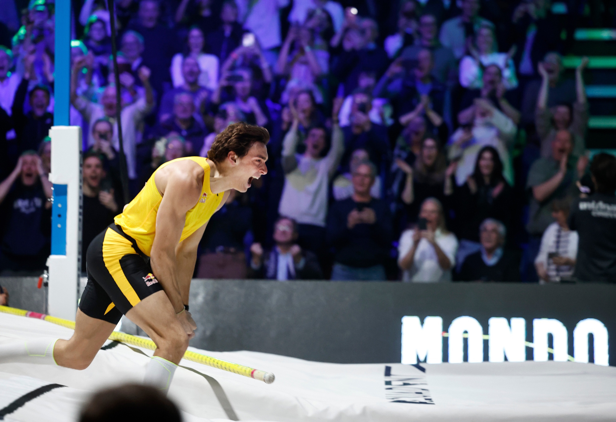 Sweden's Armand Duplantis reacts after clearing 6.31 meters.