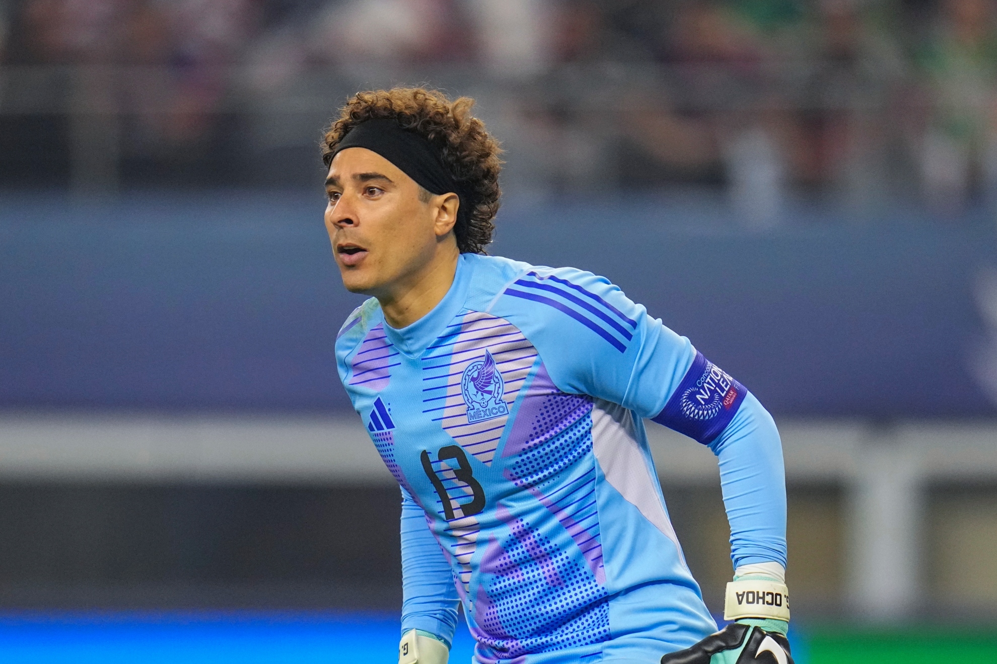 Mexico's Guillermo Ochoa defends his net during a CONCACAF Nations League championship.
