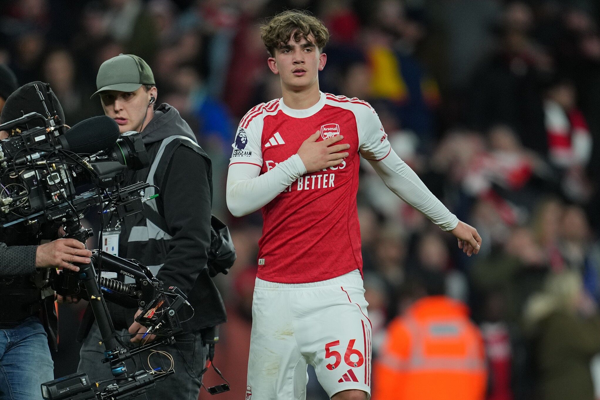 Arsenal's Max Dowman reacts after the English Premier League soccer match between Arsenal and Everton in London