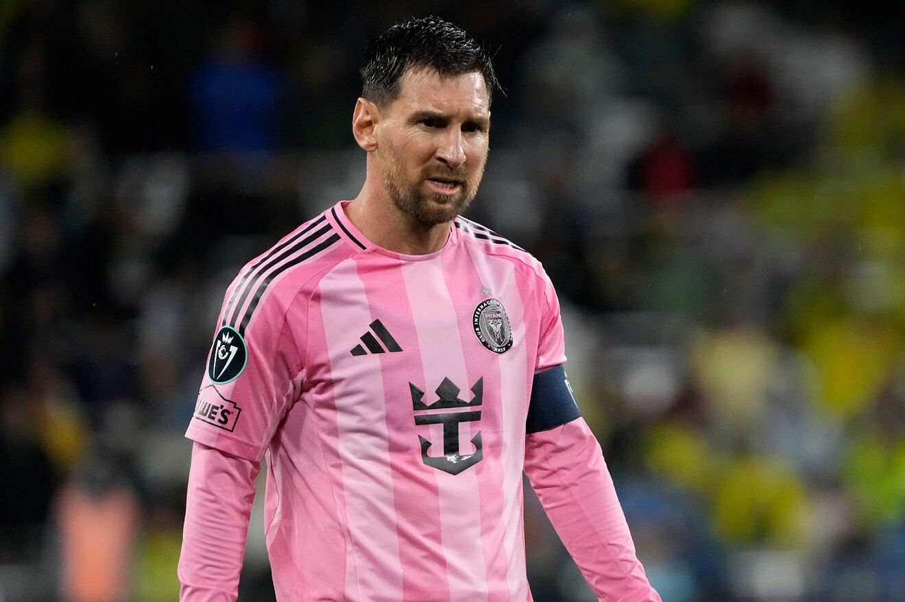 Lionel Messi grimaces during Inter Miami's first leg CONCACAF Champions Cup match against Nashville SC.