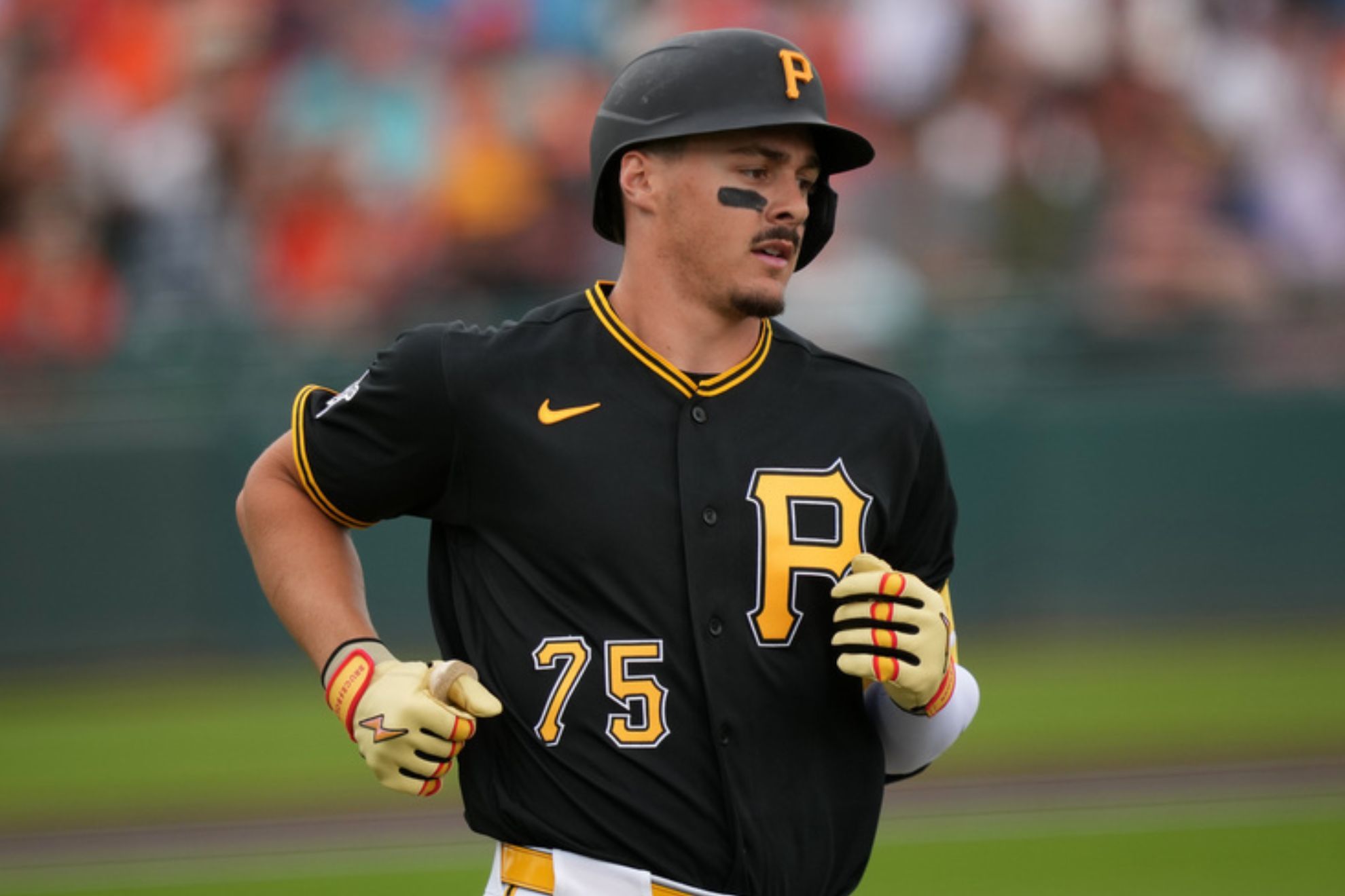 Pittsburgh Pirates' Konnor Griffin plays during a spring training baseball game.