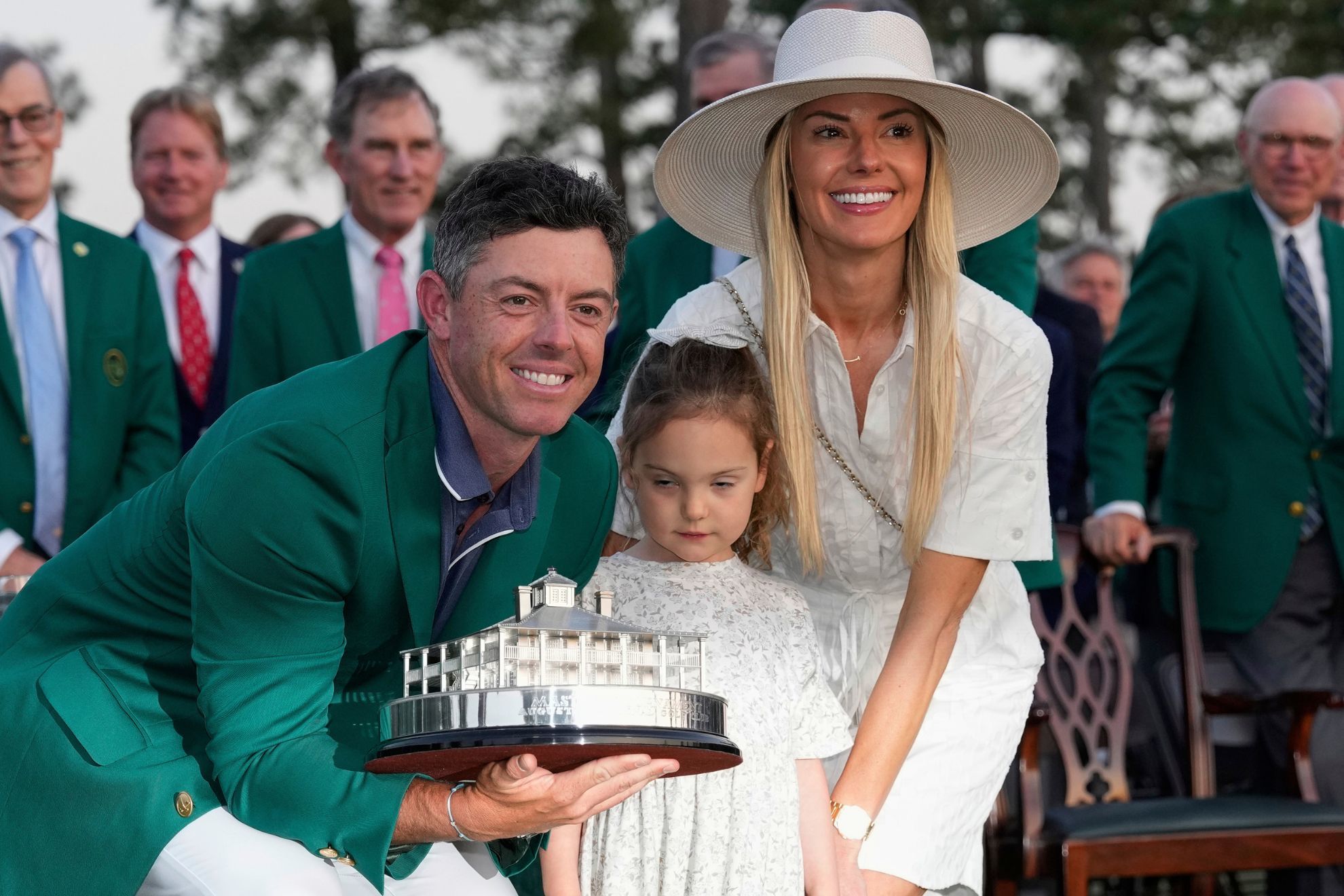 Rory McIlroy, of Northern Ireland, with his wife Erica Stoll, and daughter Poppy.