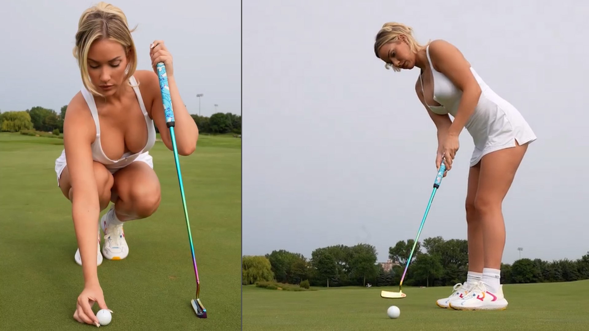 Paige Spiranac shows the rush to get dressed for a golf tournament