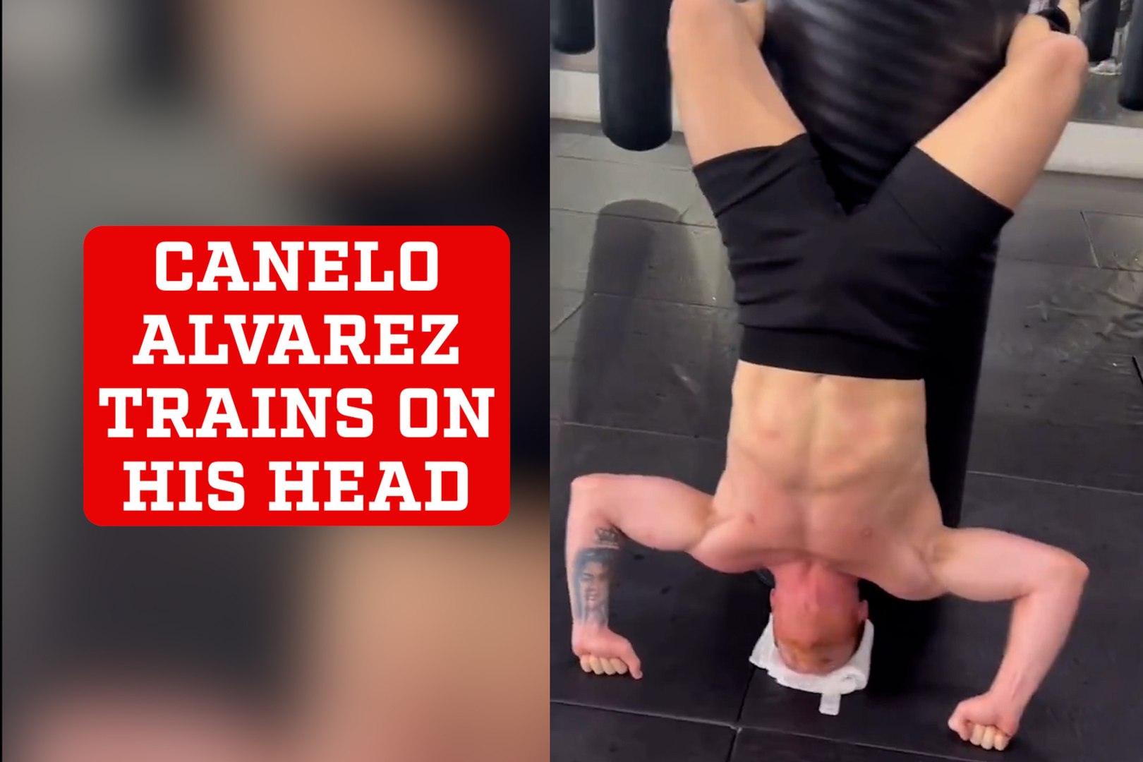 Canelo Alvarez trains on his head and works out his neck at the gym