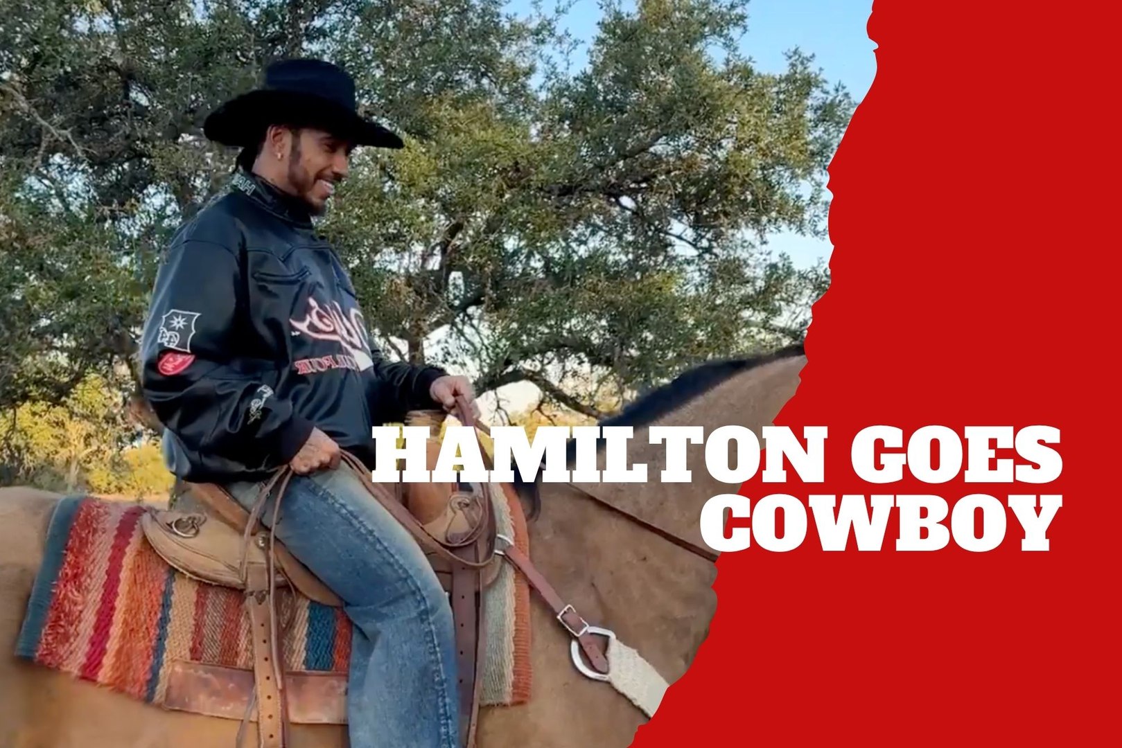 Lewis Hamilton trades his prancing horse for the real thing