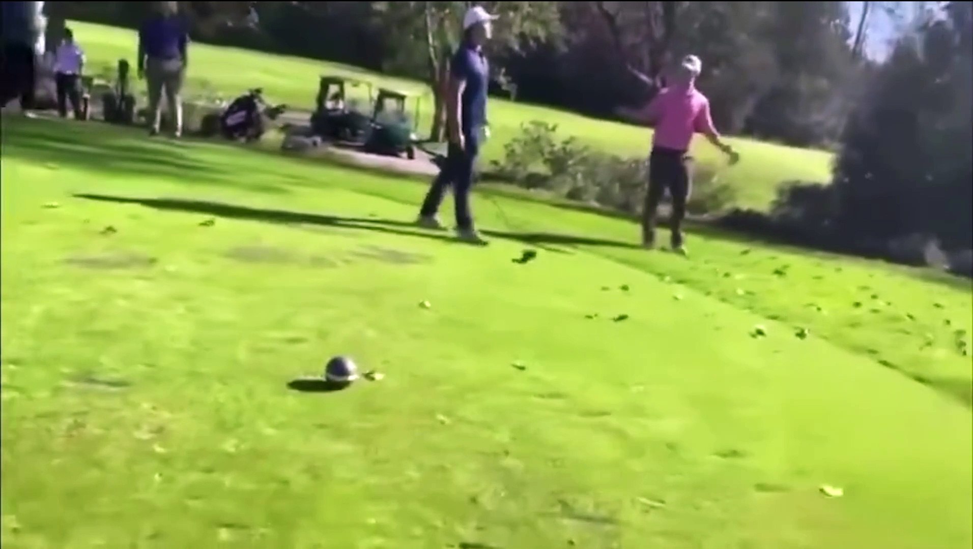 A drunk golfer is arrested after hitting another player with a club