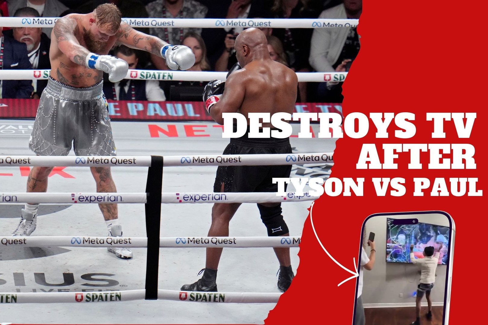Fan's shocking reaction after Mike Tyson vs Jake Paul fight , he destroys TV in front of friends
