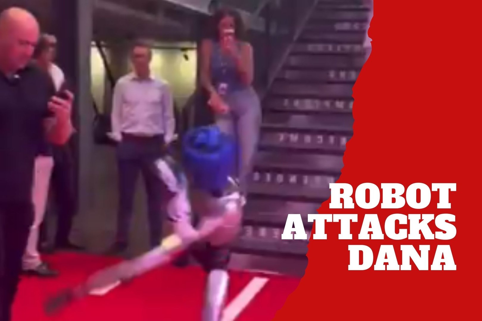 Dana White almost gets attacked by a robot during a visit to Shanghai