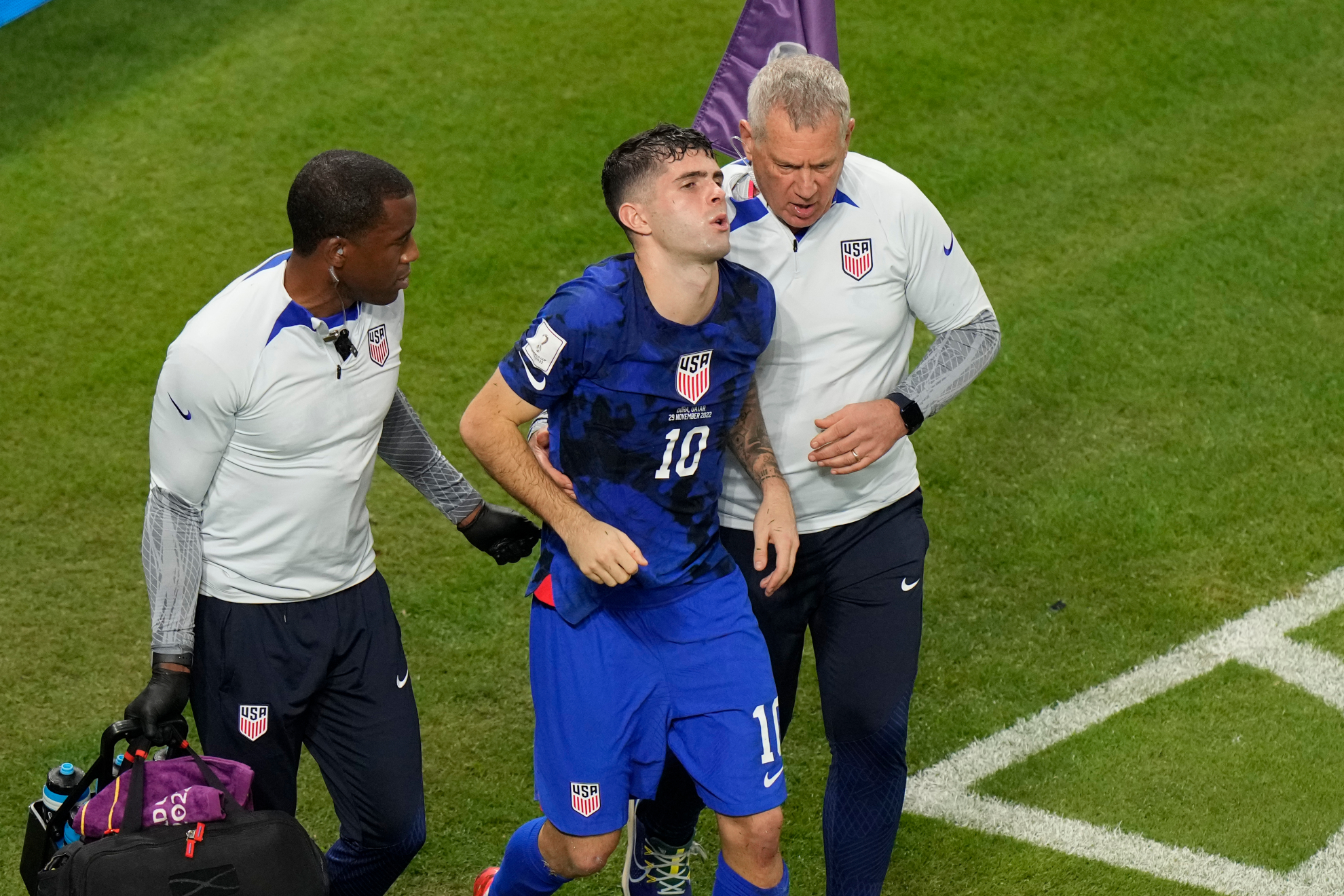 Christian Pulisic left the game against Iran due to injury after scoring the USMNT's winning goal.