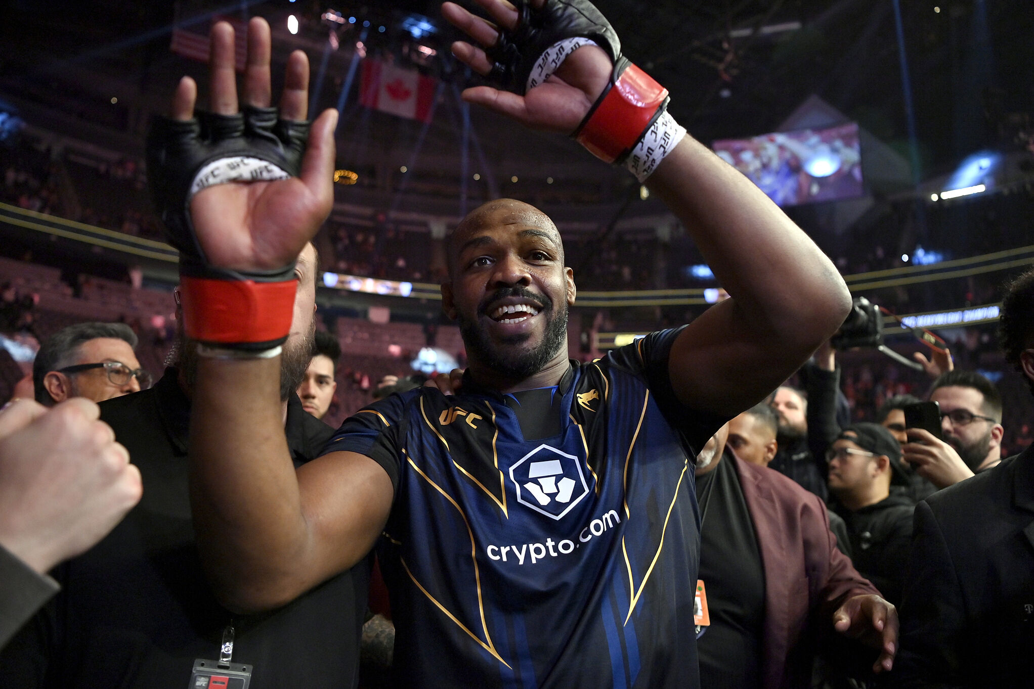 Jon Jones celebrates
