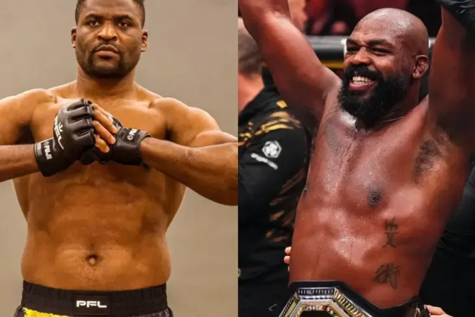 Photo montage by Francis Ngannou and Jon Jones.