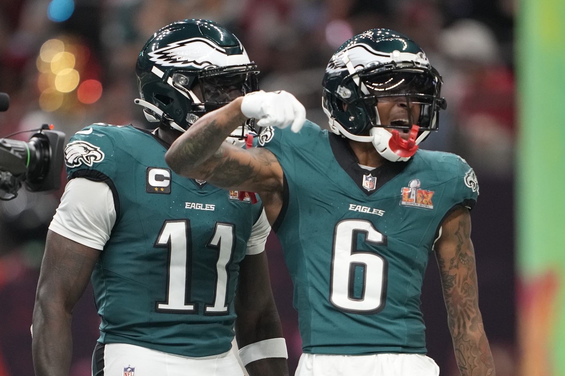 Philadelphia Eagles wide receiver DeVonta Smith (6) celebrates