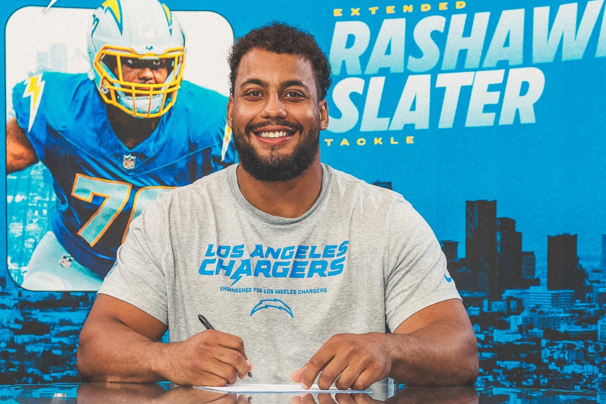 Rashawn Riley Chargers lock up Rashawn Slater with Record $114 million extension | MARCA