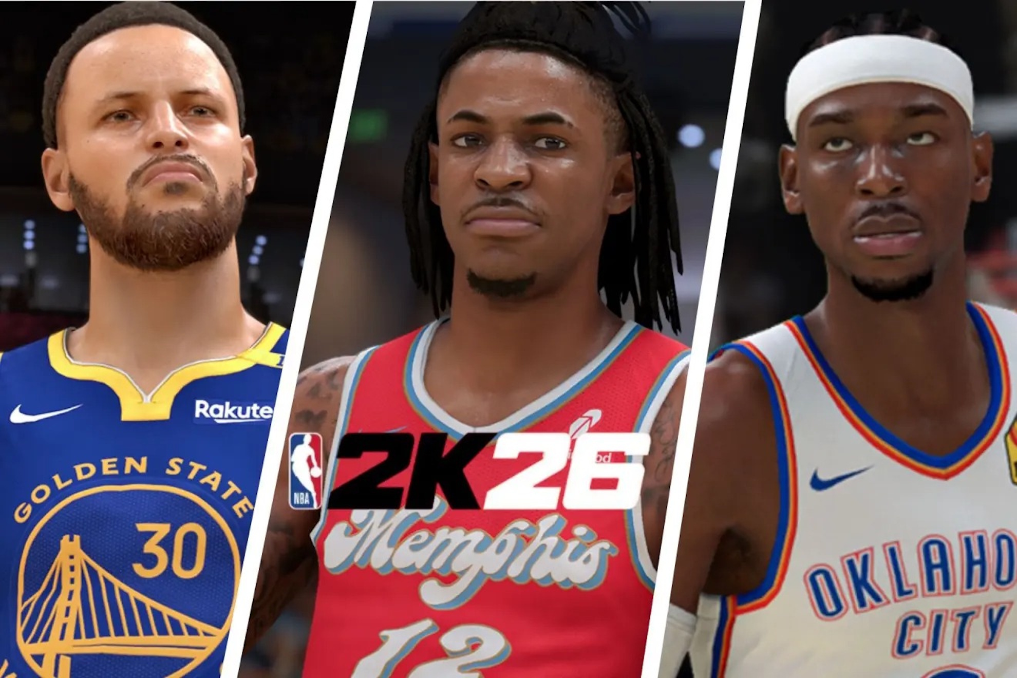 Curry, Ja Morant and Shai en NBA 2K.
