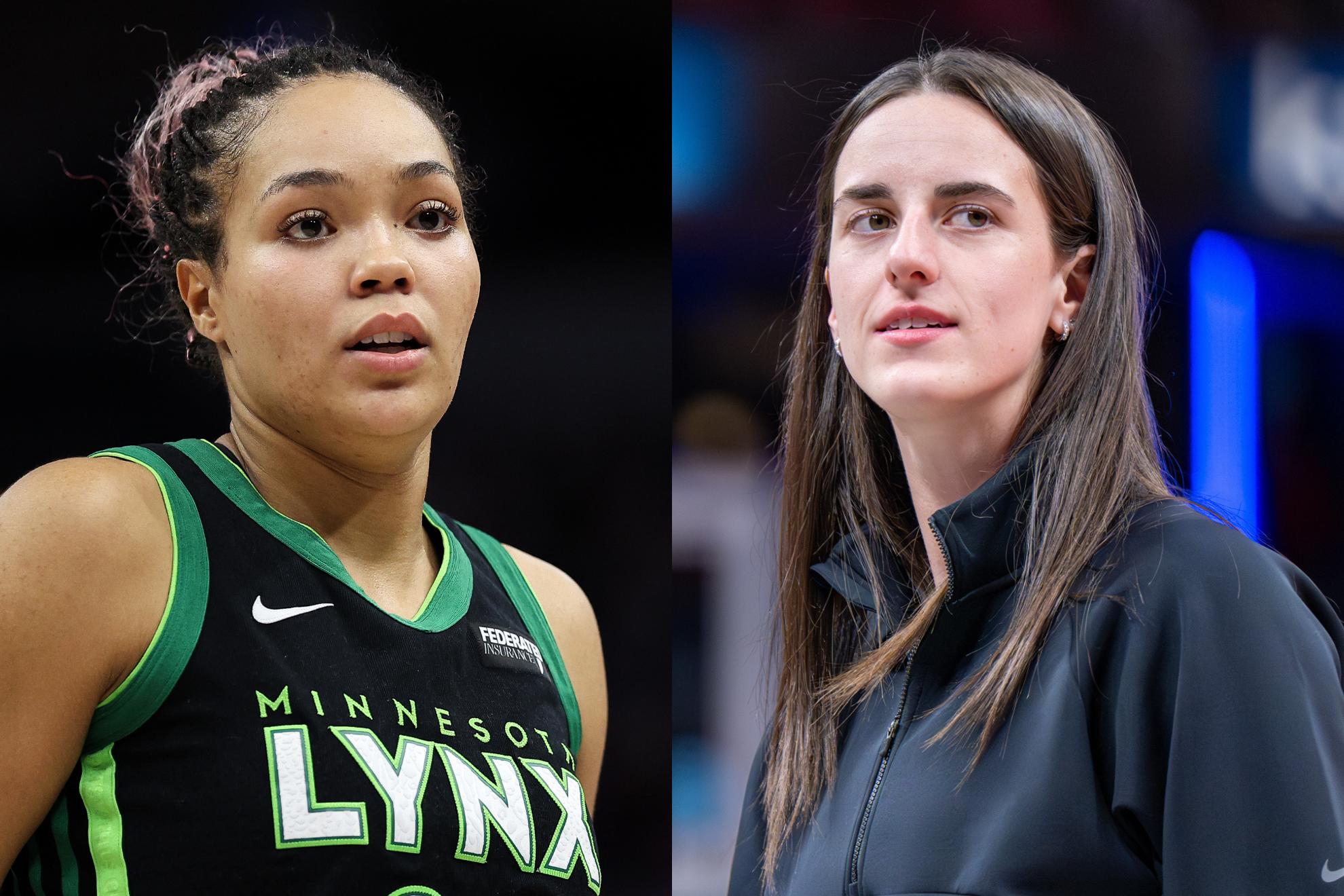 Napheesa Collier (left) and Caitlin Clark (right) don't like how the WNBA league office is operating.